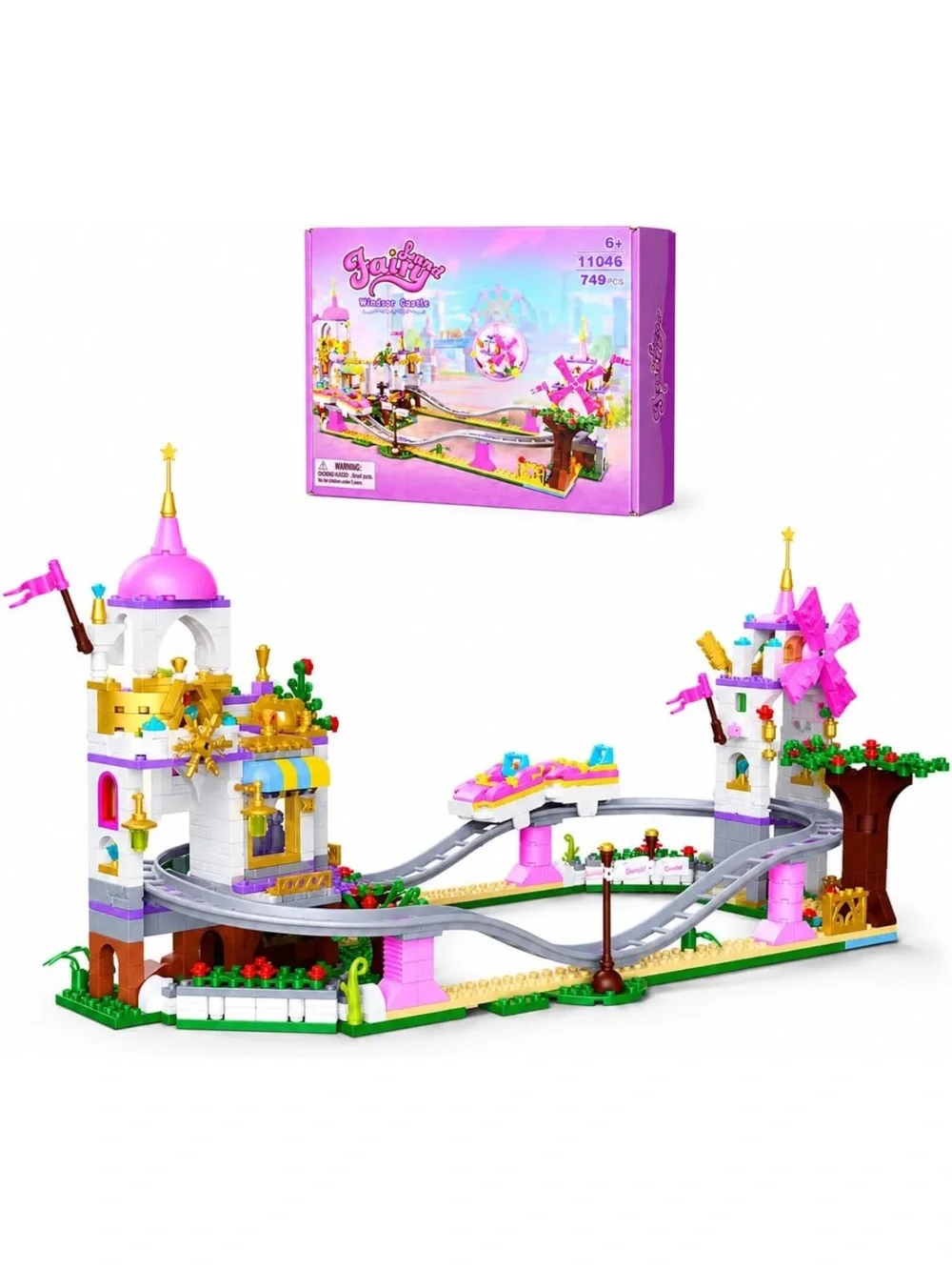Castle Roller Coaster Building Set, STEM amusement park construction kit for kid